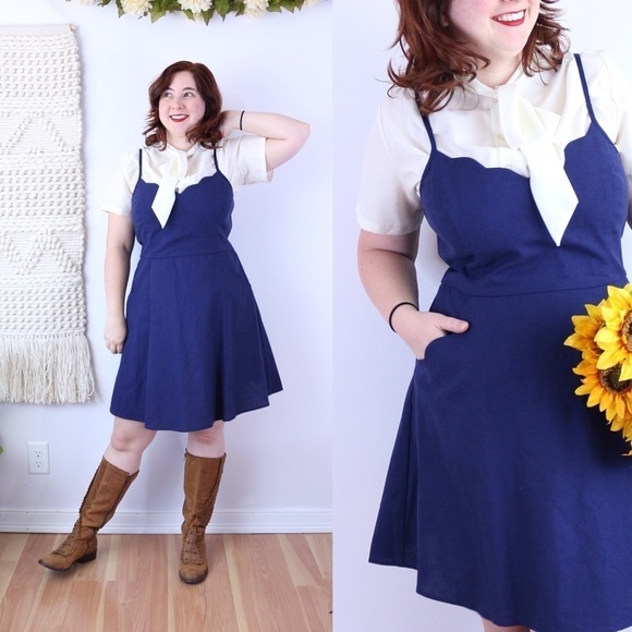 Market & Spruce Dresses & Skirts - Stitch Fix Market & Spruce Scallop Linen Dress Open Back Cutout XL